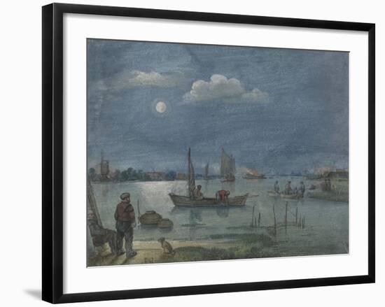 Fishermen by Moonlight, 1595-1634-Hendrick Avercamp-Framed Art Print