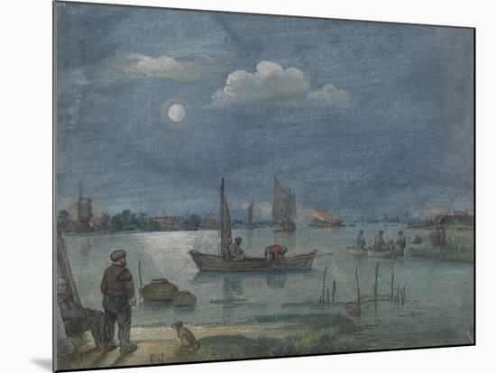 Fishermen by Moonlight, 1595-1634-Hendrick Avercamp-Mounted Art Print