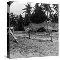 Fishermen Drying their Nets on the Beach, Basseterre, St Christopher, West Indies-HC White-Stretched Canvas