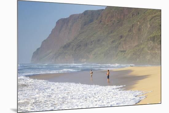 Fishermen Enjoy the Beach, Polihale State Beach Park, Kauai, Hawaii-Micah Wright-Mounted Premium Photographic Print