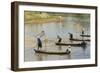 Fishermen fishing on the river, Bago, Bago Region, Myanmar-Keren Su-Framed Photographic Print