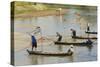 Fishermen fishing on the river, Bago, Bago Region, Myanmar-Keren Su-Stretched Canvas