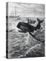 Fishermen Harpooning Sperm Whale-null-Stretched Canvas