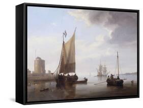 Fishermen in a Calm Sea, 1845-John Wilson Carmichael-Framed Stretched Canvas