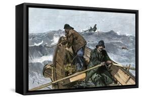 Fishermen in a Dory on the Grand Banks Off Newfoundland, c.1880-null-Framed Stretched Canvas