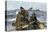 Fishermen in a Dory on the Grand Banks Off Newfoundland, c.1880-null-Stretched Canvas