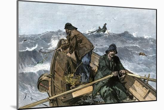 Fishermen in a Dory on the Grand Banks Off Newfoundland, c.1880-null-Mounted Giclee Print