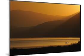 Fishermen in Boat on Lake Prespa, Silhouetted at Sunrise, Lake Prespa National Park, Albania, June-Geidemark-Mounted Photographic Print