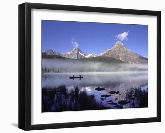 Fishermen in Canoe on Waterfowl Lake, Banff National Park, Canada-Janis Miglavs-Framed Premium Photographic Print