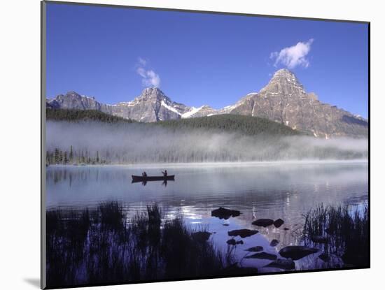 Fishermen in Canoe on Waterfowl Lake, Banff National Park, Canada-Janis Miglavs-Mounted Premium Photographic Print