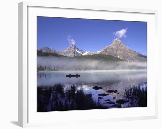 Fishermen in Canoe on Waterfowl Lake, Banff National Park, Canada-Janis Miglavs-Framed Photographic Print