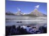 Fishermen in Canoe on Waterfowl Lake, Banff National Park, Canada-Janis Miglavs-Mounted Photographic Print