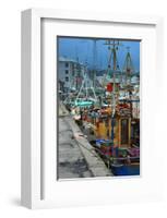 Fishermen in dock-null-Framed Art Print