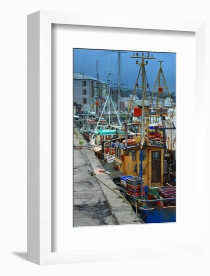 Fishermen in dock-null-Framed Art Print