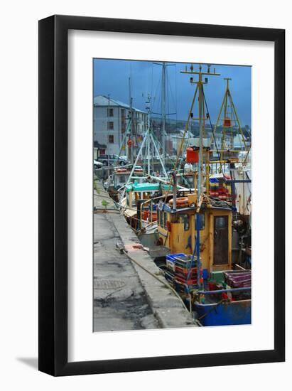 Fishermen in dock-null-Framed Art Print