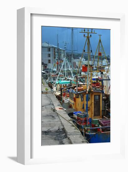 Fishermen in dock-null-Framed Art Print