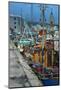 Fishermen in dock-null-Mounted Art Print
