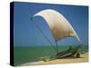 Fishermen in the Shade of a Sail on a Fishing Boat on the Beach at Negombo, Sri Lanka-Richardson Rolf-Stretched Canvas