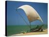 Fishermen in the Shade of a Sail on a Fishing Boat on the Beach at Negombo, Sri Lanka-Richardson Rolf-Stretched Canvas