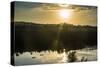 Fishermen in their Canoes Fishing at Sunset on the Nile at Jinja-Michael-Stretched Canvas