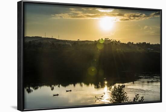 Fishermen in their Canoes Fishing at Sunset on the Nile at Jinja-Michael-Framed Photographic Print