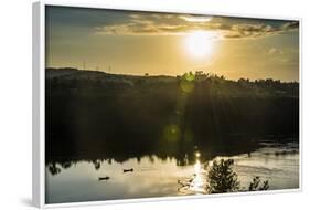 Fishermen in their Canoes Fishing at Sunset on the Nile at Jinja-Michael-Framed Photographic Print