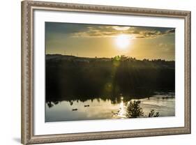 Fishermen in their Canoes Fishing at Sunset on the Nile at Jinja-Michael-Framed Photographic Print