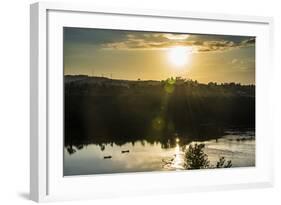 Fishermen in their Canoes Fishing at Sunset on the Nile at Jinja-Michael-Framed Photographic Print