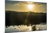 Fishermen in their Canoes Fishing at Sunset on the Nile at Jinja-Michael-Mounted Photographic Print