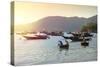 Fishermen in traditional round basket coracle boats on Cham Island, Quang Nam, Vietnam, Indochina,-Alex Robinson-Stretched Canvas