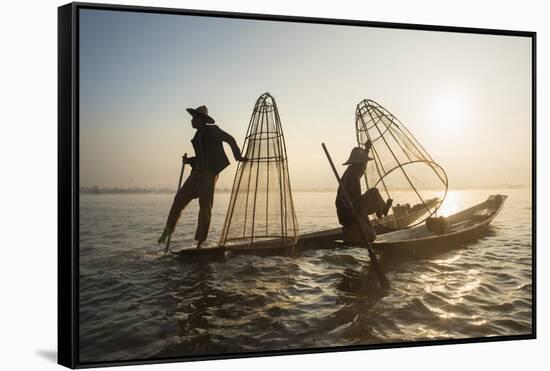 Fishermen, Inle Lake, Shan State, Myanmar (Burma), Asia-Janette Hill-Framed Stretched Canvas