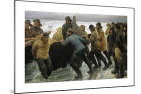 Fishermen launching a rowing boat-Michael Ancher-Mounted Premium Giclee Print