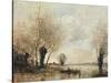 Fishermen Moored at a Bank-Jean-Baptiste-Camille Corot-Stretched Canvas