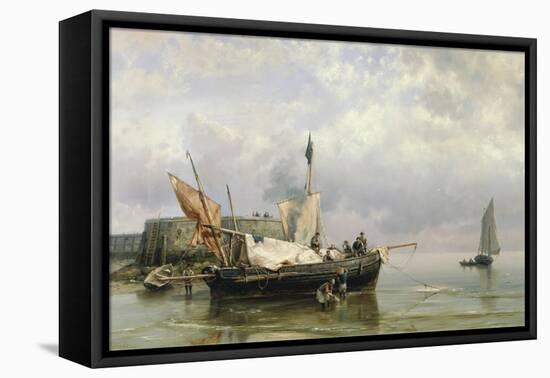 Fishermen near Rotterdam, Holland-Hermanus Koekkoek-Framed Stretched Canvas