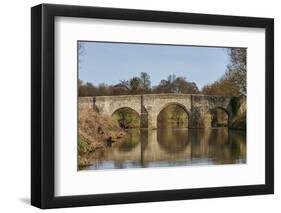 Fishermen next to Teston Bridge over the River Medway, originally built in 14th century, near Maids-Tim Winter-Framed Photographic Print