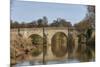 Fishermen next to Teston Bridge over the River Medway, originally built in 14th century, near Maids-Tim Winter-Mounted Photographic Print