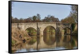 Fishermen next to Teston Bridge over the River Medway, originally built in 14th century, near Maids-Tim Winter-Framed Stretched Canvas