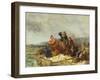 Fishermen on a Quay During a Storm-Henry Parker-Framed Giclee Print