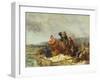 Fishermen on a Quay During a Storm-Henry Parker-Framed Giclee Print