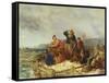Fishermen on a Quay During a Storm-Henry Parker-Framed Stretched Canvas