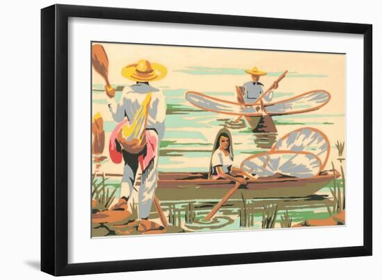 Fishermen on Lake Patzcuaro, Mexico-null-Framed Art Print