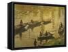 Fishermen on Seine-Claude Monet-Framed Stretched Canvas