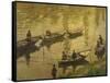 Fishermen on Seine-Claude Monet-Framed Stretched Canvas