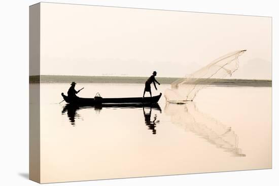 Fishermen on Taungthaman Lake in Dawn Mist-Lee Frost-Stretched Canvas