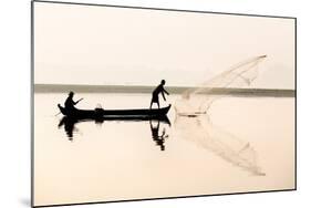 Fishermen on Taungthaman Lake in Dawn Mist-Lee Frost-Mounted Photographic Print