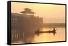 Fishermen on Taungthaman Lake in Dawn Mist-Lee Frost-Framed Stretched Canvas