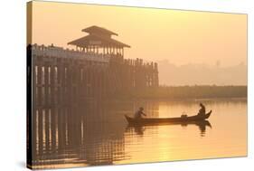 Fishermen on Taungthaman Lake in Dawn Mist-Lee Frost-Stretched Canvas