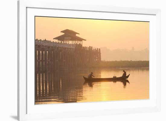 Fishermen on Taungthaman Lake in Dawn Mist-Lee Frost-Framed Photographic Print