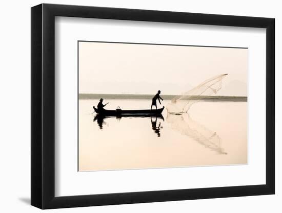 Fishermen on Taungthaman Lake in Dawn Mist-Lee Frost-Framed Photographic Print