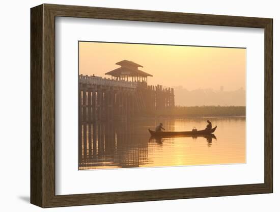 Fishermen on Taungthaman Lake in Dawn Mist-Lee Frost-Framed Photographic Print